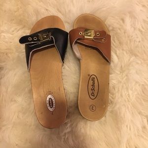 2 pair Vintage Dr Scholls Wooden Slide Clig Sandal